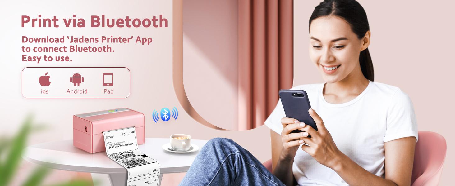 JADENS Bluetooth Shipping Label Printer 468BT High-speed Thermal Print US Type Wireless Shipping Label Printer for Small Business & Package, USPS JADENS Bluetooth Shipping Label Printer 468BT High-speed Thermal Print US Type Wireless Shipping Label Printer for Small Business & Package, USPS