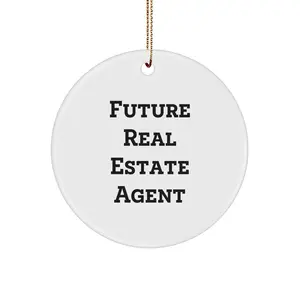 Funny Future Real Estate Agent Gifts from Family for Him - Christmas Unique Circle Ornament, Inspirational Real Estate Agent Quotes