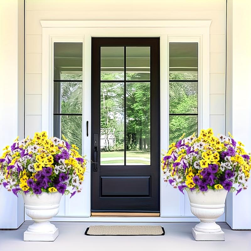 18 Bundles Of 12.56-inch Artificial Tricolor Violet Flowers, Suitable For Outdoor Use, Imitating UV Resistant Tricolor Violet Flowers, Suitable For Outdoor Flower Pots, Front Doors, Porches, Courtyards, Terraces, Windowsills, And Home Decoration