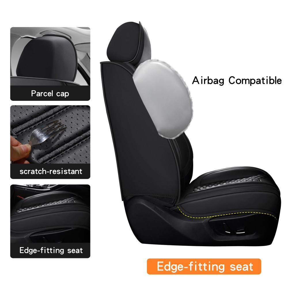 For Chevrolet Silverado GMC Sierra 1500/2500 HD/3500 HD Pickup Truck 2007-2025 Car Seat Covers, Soft Touch Premium Napa PU Leather Full Set Front Rear Seat Cushion Full Surround Design with Storage Bag, Breathable Non-Slip Waterproof Protector Pad Mat