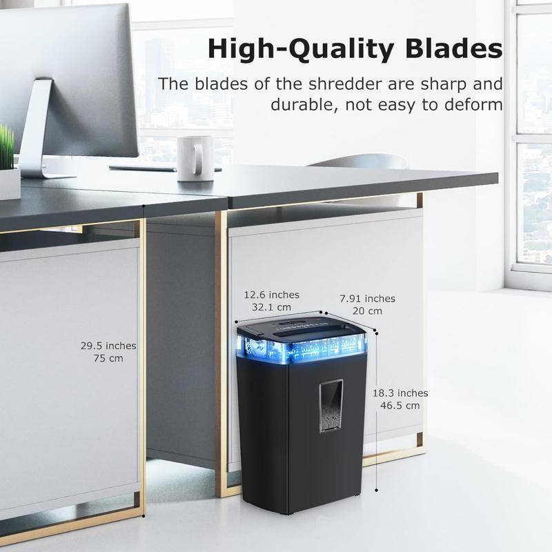 Bonsaii 12-Sheet Cross Cut Paper Shredder, 5.5 Gal Home Office Heavy Duty Shredder for Paper, Credit Card,Mail,Staples, High Security Level P-4 C275-A