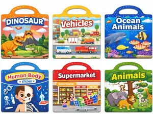 6Pack Jelly Sticker Books Ages 1-3 3-5, Reusable Sticker Books for Kids, Cute Sticker Books for Toddlers 2-4 Years, Sticker Activity Book for Girl Boy