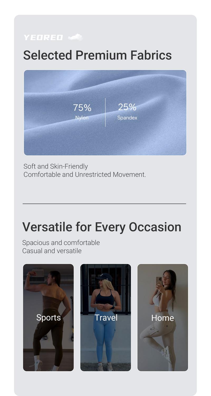 YEOREO CoreFlex High Waist Cargo Leggings for Women with Pockets Seamless Scrunch Butt Lift Yoga Gym Tights Fitness Pants