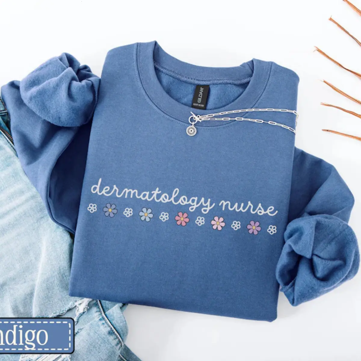 Dermatology Nurse Sweatshirt • Derm Nurse Floral Work Crewneck • Aesthetic Nurse Sweater • Dermatology RN Gift • Cosmetic Nurse Crew