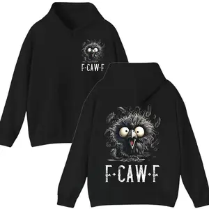 [2 sides]Fcawf Crow Hoodie, Funny Crow Meme Hoodie, Fcawf Halloween Tee