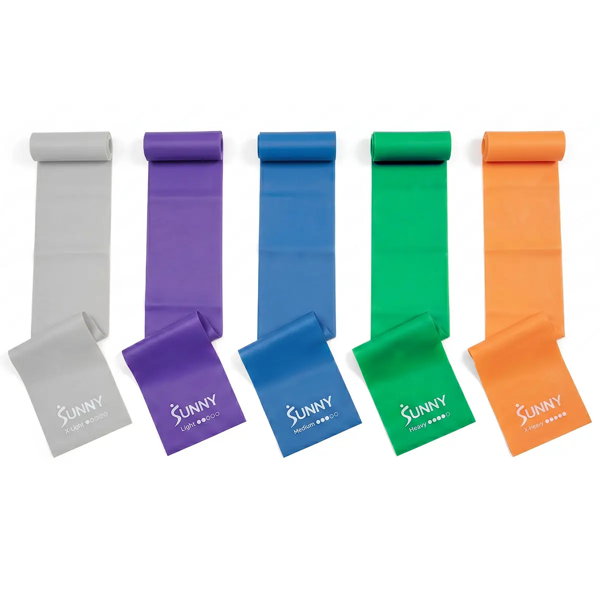 SUNNY 5-Level Resistance Band Set with Storage Bag Home Gym Yoga Workout Fitness Equipment for Women and Men 3lb-30lb 5 color 59'' length TPE Material