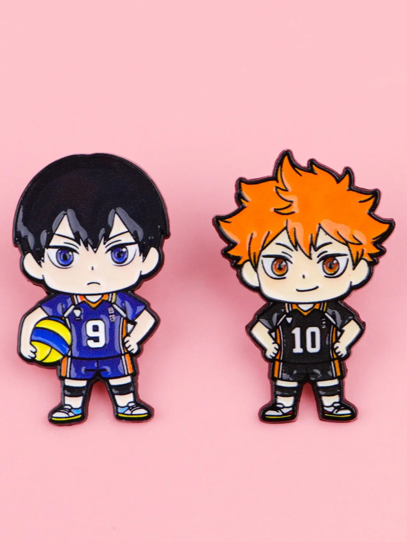 2pcs/set Volleyball Anime Pins, Volleyball Anime Character, Funny Cartoon Design Brooches, Unisex Fashion Accessories, Elegant Clothing Backpack Decorations, Lapel Pin, Alloy Brooch Pin