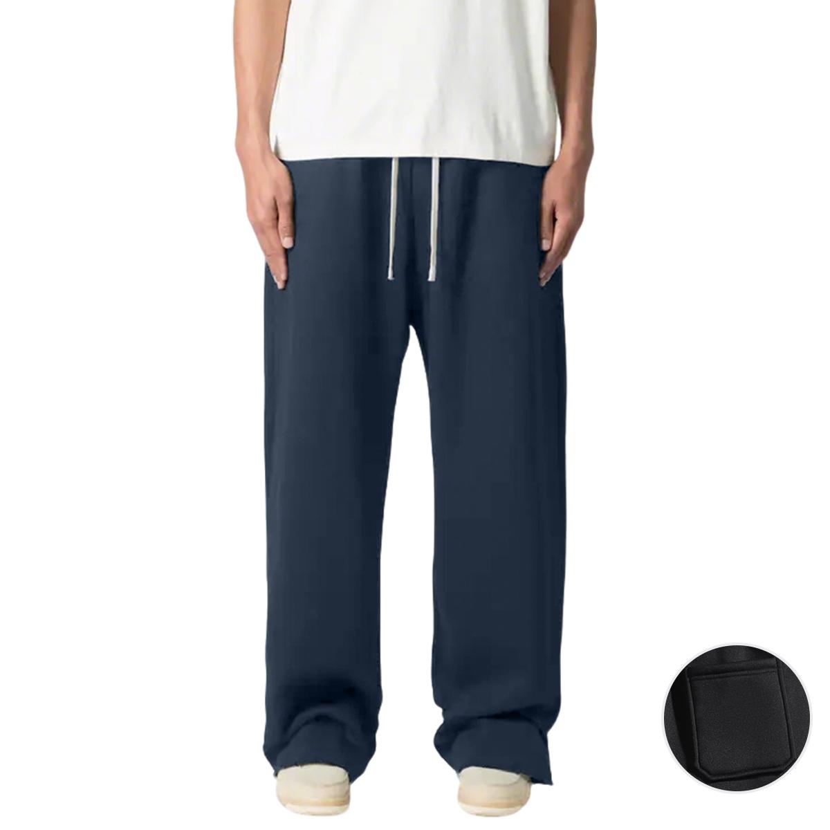 Men's loose straight-leg sweatpants - adjustable drawstring waistband with side pockets, soft stretch knit fabric, moisture-wicking breathability, suitable for gym workouts, running, yoga, casual wear - comfortable year-round, simple design, moisture-wick