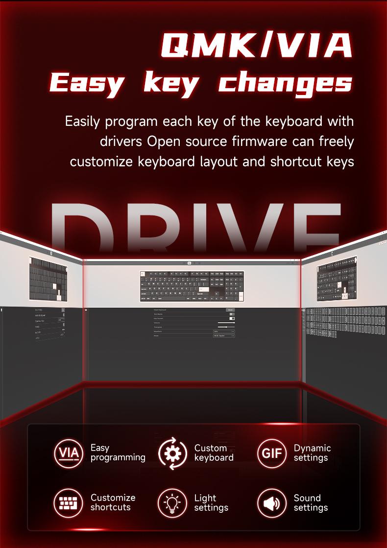 Ajazz AK35I V4 QMK Full-Size Wireless Ergonomic Mechanical Gaming Keyboard with Rotary Knob and Smart Screen Numeric Keypad. The perfect choice for both gaming and office use. Cream-colored keyboard. Christmas gift.