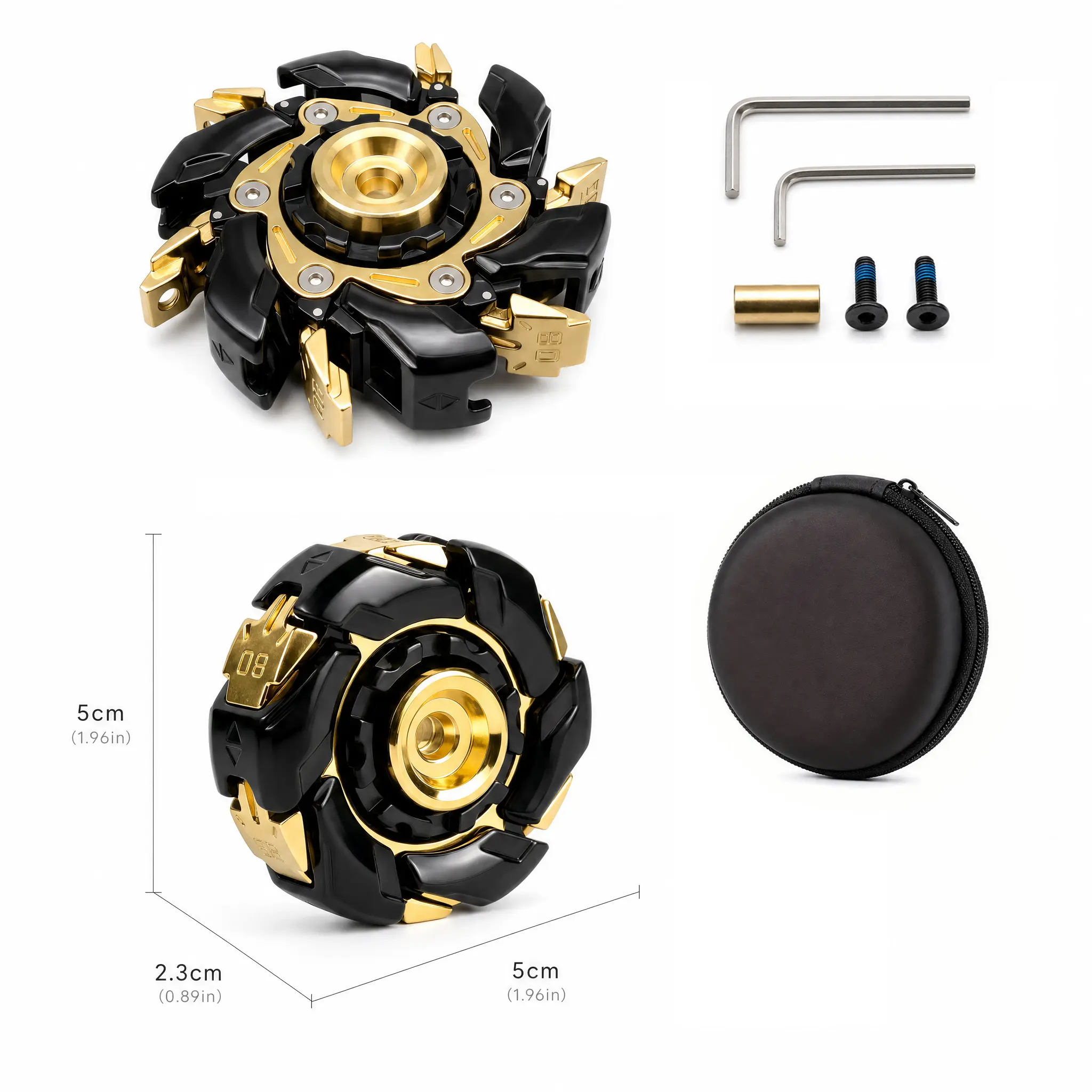 Zinc Alloy Fidget Spinner - Black Gold Unisex Pocket-Size EDC Essential, Durable Smooth Spinner Stress Reliever, Anxiety & Sensory Desk Fidget Tool, Long Spin Time Precision Rotation Gift for Friends
