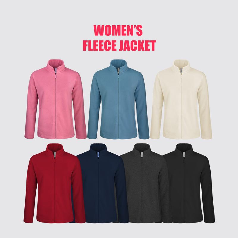 Women’s Polar Fleece Jacket with Pockets Full Zip Up S-3XL Regular & Plus Long Sleeve Lightweight Warm Coat Spring Fall Winter Activewear Womenswear