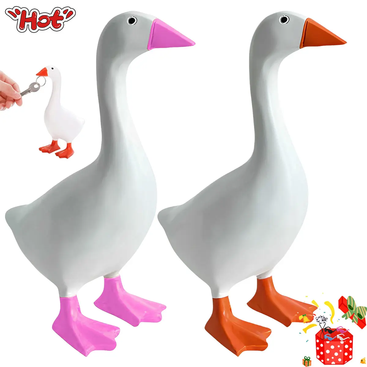 Desk Goose 7 Inches Desktop Goose Statue with Funny Valentines Day Gifts for Him Her Goose Key Holder Kawaii Diy Toy Room Decor Desk Goose Statue Cute Things Indoor Decor for Home Office and Home Funny House Warming Christmas holiday Gifts