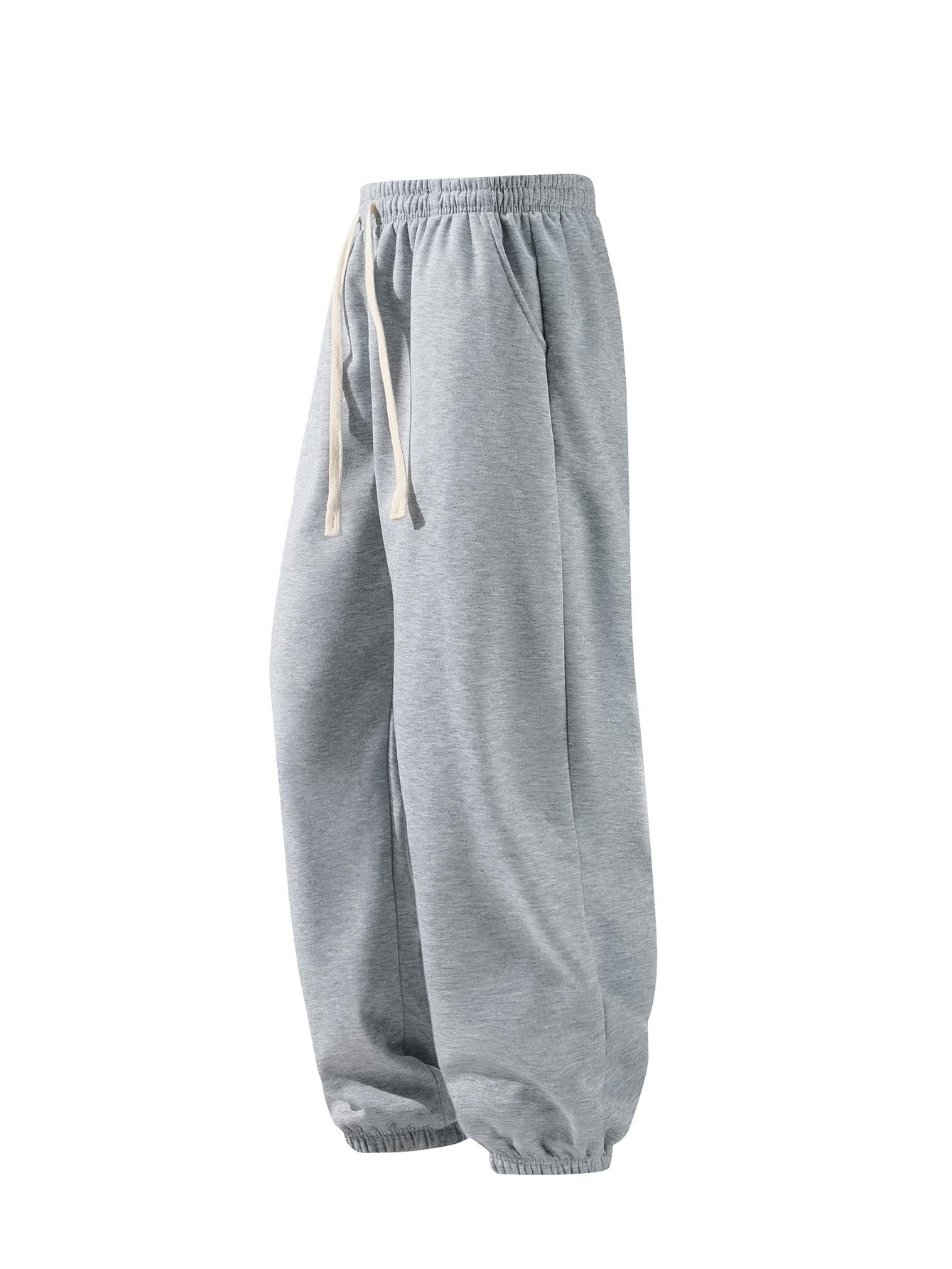 CCCMAI Men's Pocket Drawstring Winter Pants, Casual Regular Fit Plain Thermal Lined Trousers, Men's Bottoms for Winter Menswear