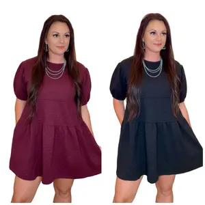 Josie Waffle Maroon Or Black  Dress