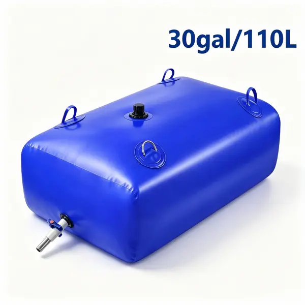 30 Gal Portable Foldable Water Bladder Tank, Collapsible Soft Water Storage Container with Outlet Valve, Water Storage Bag for RV, Camping, Garden and Emergency Use