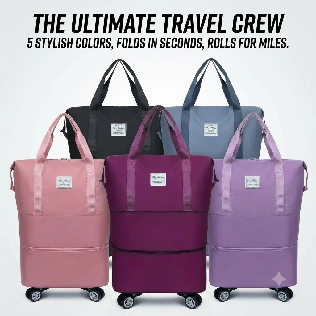 360° Spinner Travel Luggage Bag - Detachable 3-in-1 Expandable Foldable Duffel Tote, Large Capacity Durable Nylon, for Business Trips Weekend Getaways, Bonus Random-Color Combination Lock or Luggage Tag, Travel Luggage Bags