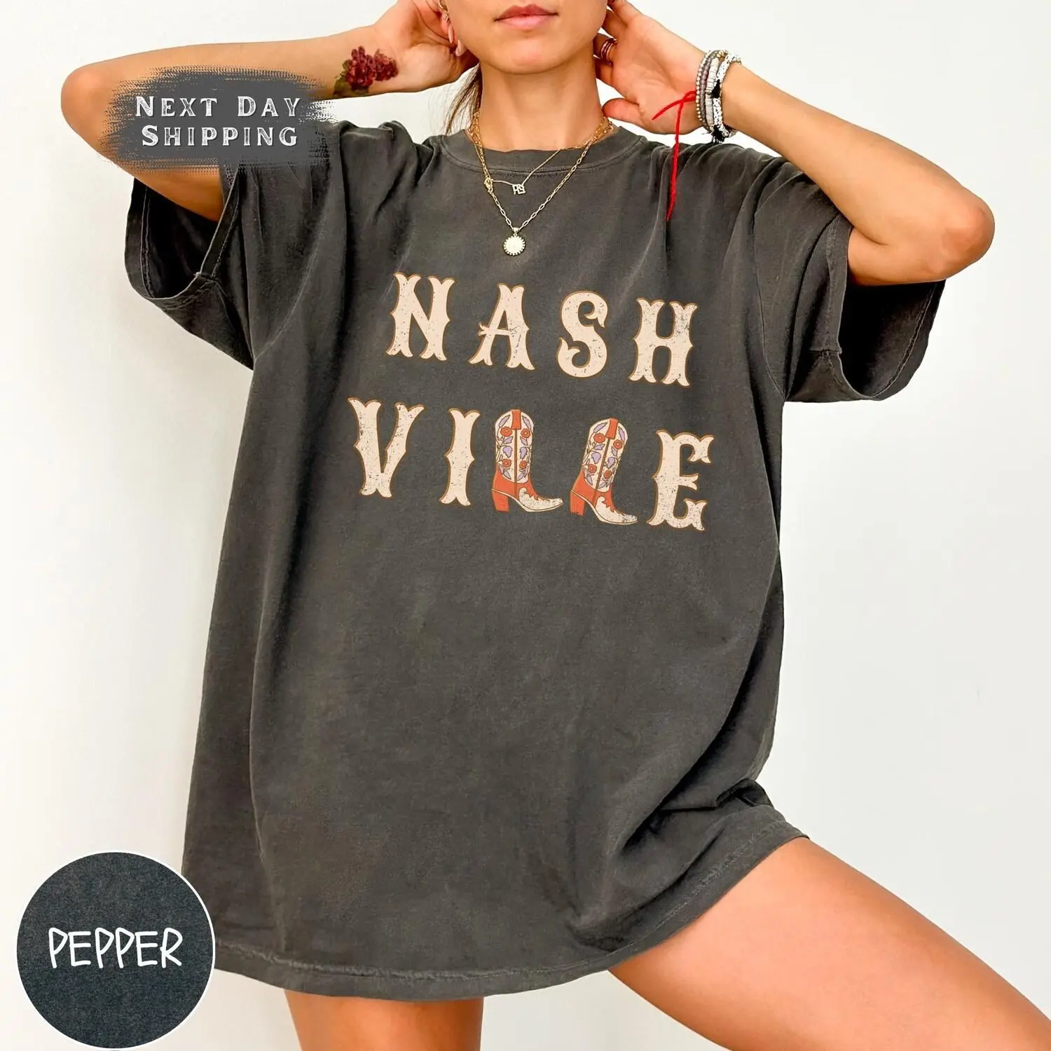 Comfort Colors Nashville Vintage Shirt, Country Music Tee, Cowgirl Boot Shirt, Vintage Varsity Aesthetic, Retro Country Western Music Lover