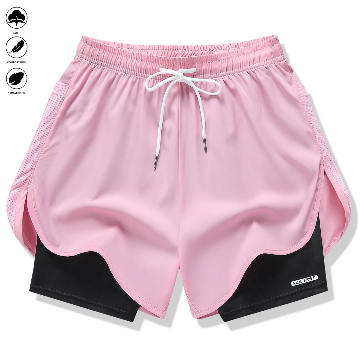 Pack of 5 women’s casual athletic shorts, solid color, faux two-piece design with built-in liner, elastic drawstring waistband, suitable for outdoor fitness, running, sports, and casual wear; women’s shorts Pack of 5 women’s casual athletic shorts, solid color, faux two-piece design with built-in liner, elastic drawstring waistband, suitable for outdoor fitness, running, sports, and casual wear; women’s shorts