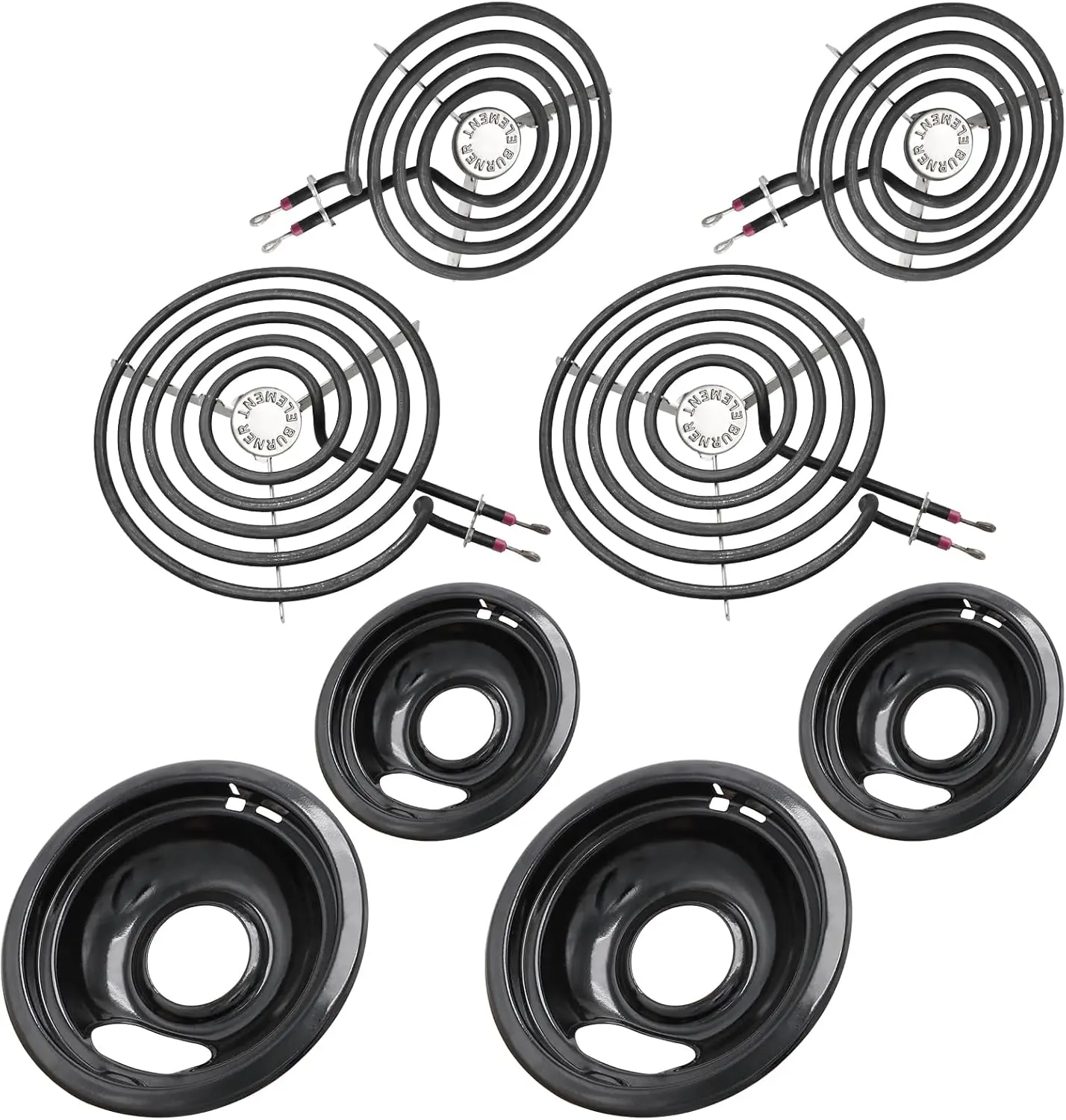 MP22YA Electric Stove Burner Element Replacement Set & W10290350 W10290353 4 Pack Black Drip Pans - Perfectly Fit Whirlpool Electric Range Stove Top