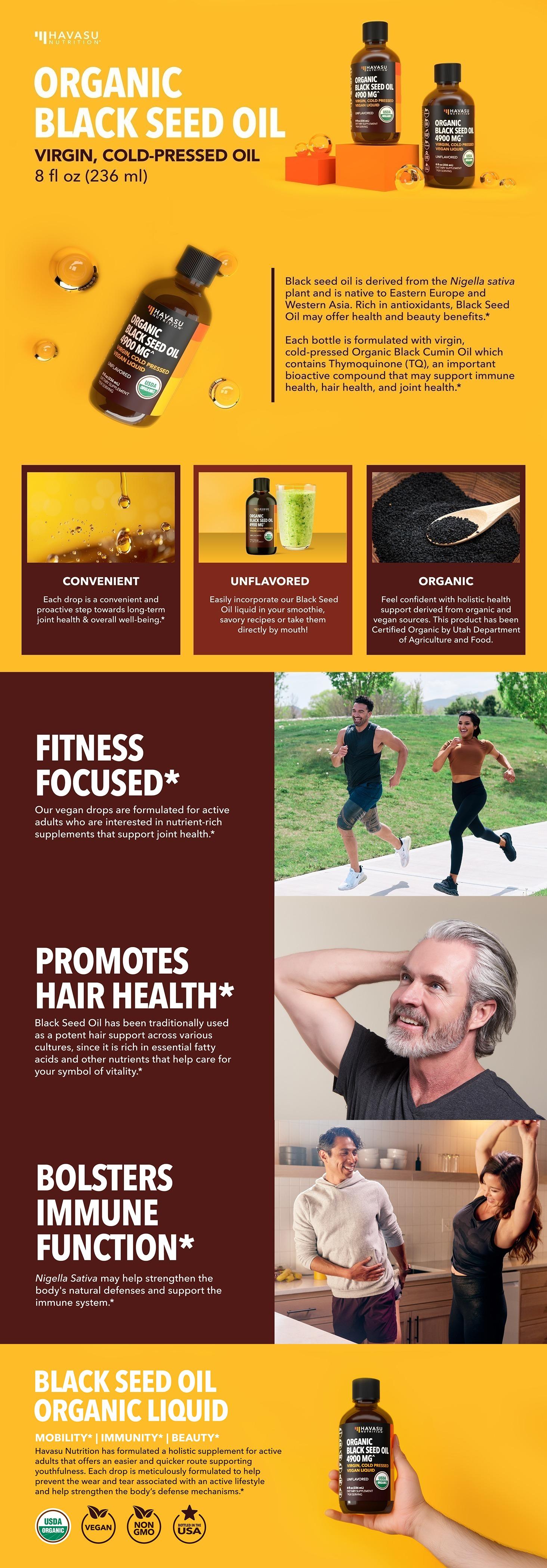 Organic Black Seed Oil - Antioxidant for Immunity, Digestion, Hair Growth & Skin Health, Joints - 8 Fl Oz Vegan Cold Pressed Liquid Superfood Organic Black Seed Oil - Antioxidant for Immunity, Digestion, Hair Growth & Skin Health, Joints - 8 Fl Oz Vegan Cold Pressed Liquid Superfood