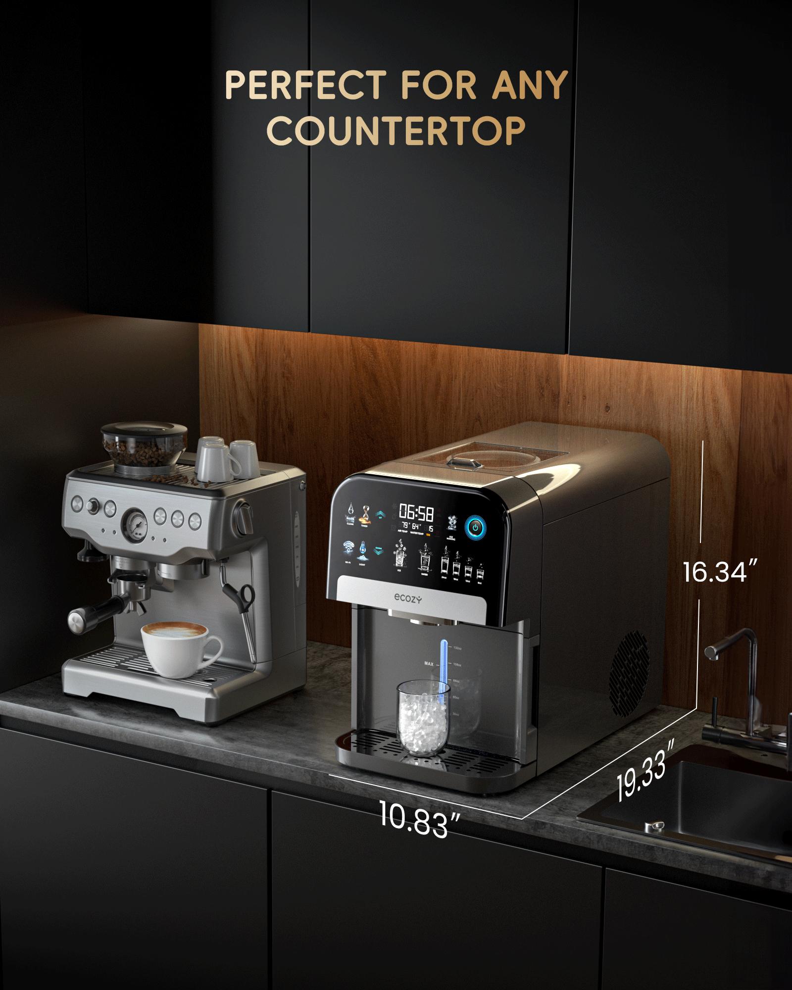 ecozy Nugget Ice Maker Dispenser, Real Sonic Ice, Smart 2-in-1 Pebble Ice Machine Countertop & Water Dispenser with App Control, Easy Self-Cleaning, Ultra-quiet, Auto Lighting, TDS Monitor, Measured Dispensing, 33Lbs/Day,  Christmas Gift, Holiday Gift