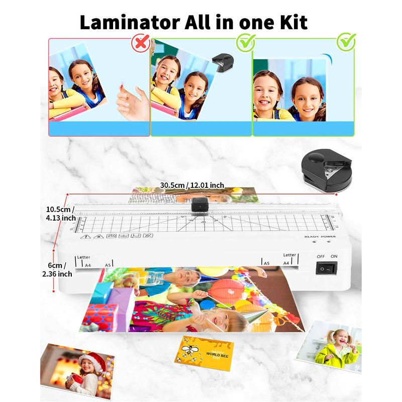 A4 Laminating Machine with Integrated Cutter 60s Warm-Up Never Jam Technology Safe Reliable Mini Laminator for Photos Docs Cards Tags Blue Pink Portable Lightweight 0.8kg Compact Design