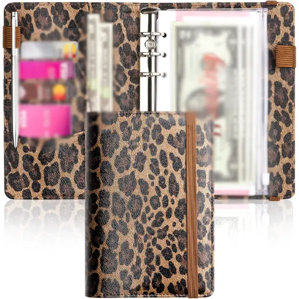 Cozy Fall Gifts A6 Budget Binder for Money Saving, PU Leather Budget Planner with 8 Cash Envelopes, Budget Sheets & Rose Gold Category Stickers, Money Organizer for Cash