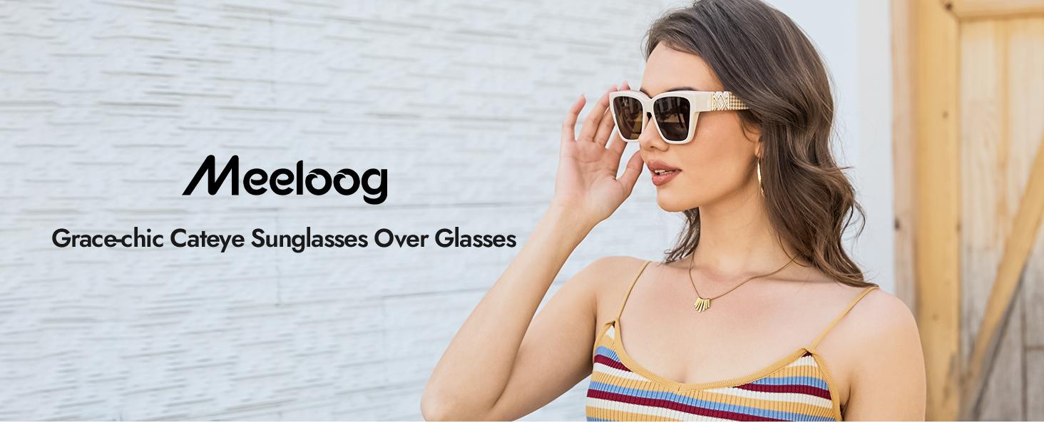 Meeloog Fit Over Sunglasses for Women Polarized Stylish Cateye Shades Go Over Glass Women for Driving Large ST0065 Meeloog Fit Over Sunglasses for Women Polarized Stylish Cateye Shades Go Over Glass Women for Driving Large ST0065