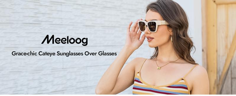 Meeloog Fit Over Sunglasses for Women Polarized Stylish Cateye Shades Go Over Glass Women for Driving Large ST0065