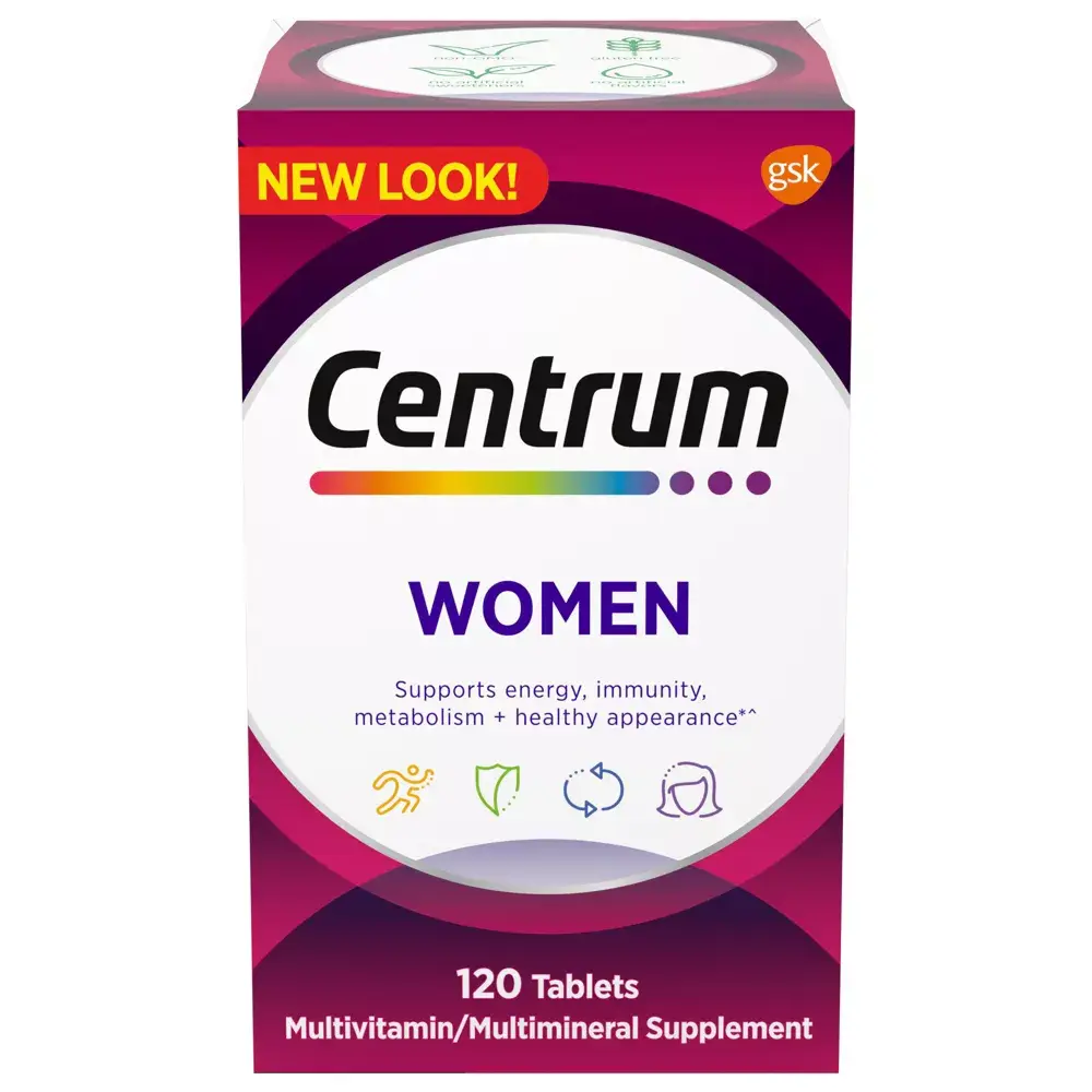 Centrum_Women New Look Multivitamins / Multimineral, Immune Function Supplement Tablets - 120 count Optimum Healthcare Healthy Dietary Edible Fitness