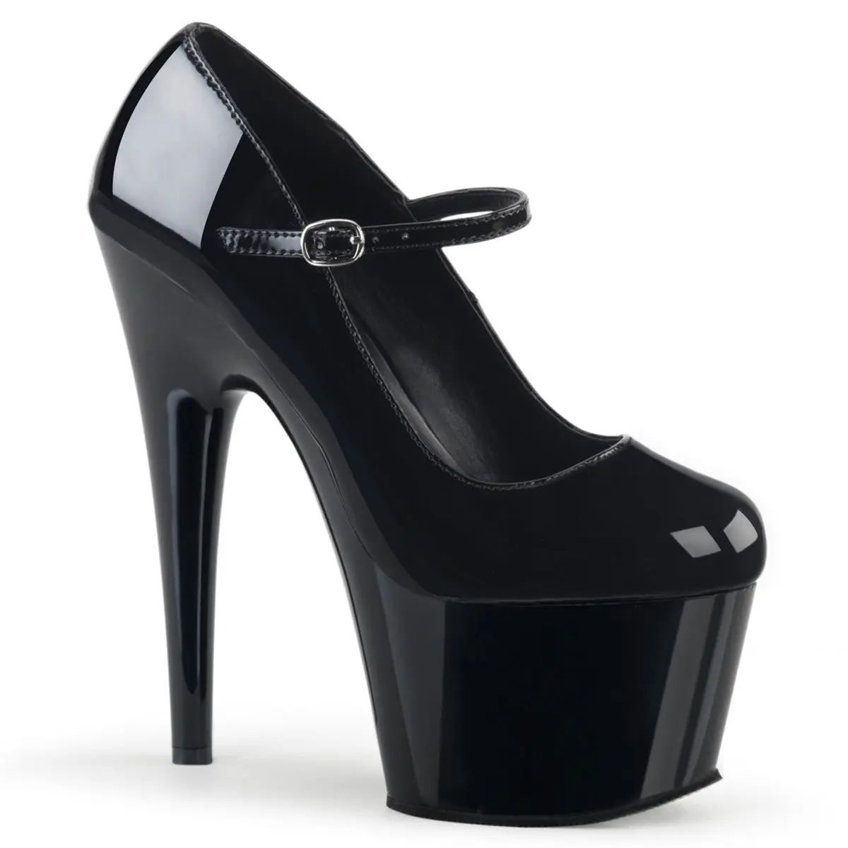 Pleaser Adore-787 Women's Patent Mary Jane Platform Pumps, Solid Color 7-Inch High Heel Dress Shoes with Ankle Strap, High Heel Shoes, Platform Dress Shoes