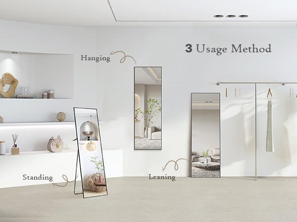 Sweet Furniture S - Full Length Mirror Floor Mirror Standing Hanging or Leaning Wall standing mirror home decor, Upgraded Nano Glass