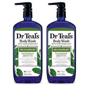 Body Wash with Pure Epsom Salt, Relax & Relief with Eucalyptus & Spearmint, 24 fl oz (Pack of 2)