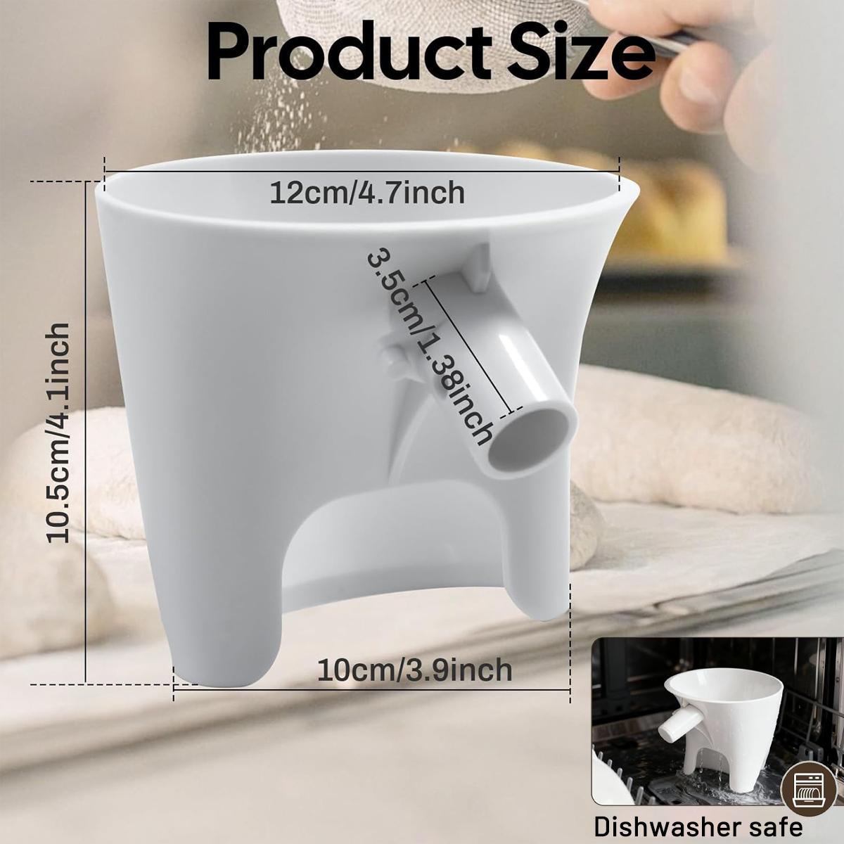 Flour Funnel for Tilt-Head Stand Mixers, Easy-Pour Flour Funnel for 4.5–5 Qt Bowls, Dishwasher-Safe Baking Accessory for Dry and Wet Ingredients