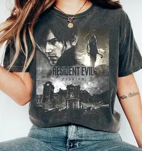 Resident Evil Requiem Shirt, Vintage Distressed Leon Kennedy Fan T-Shirt, Umbrella Corps Horror Game Tee, Gift For Women Man