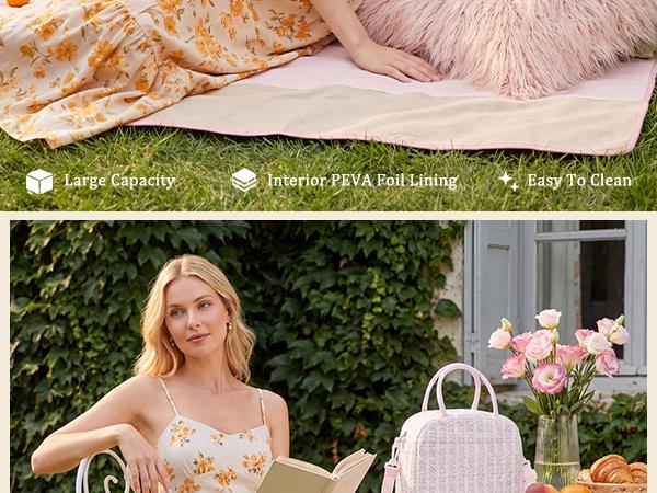 MEXS 2026 Lunch Bag for Women Reusable Lunch Box Quilted Puffer Large Capacity Insulated Cooler Tote Bags Work Travel Picnic