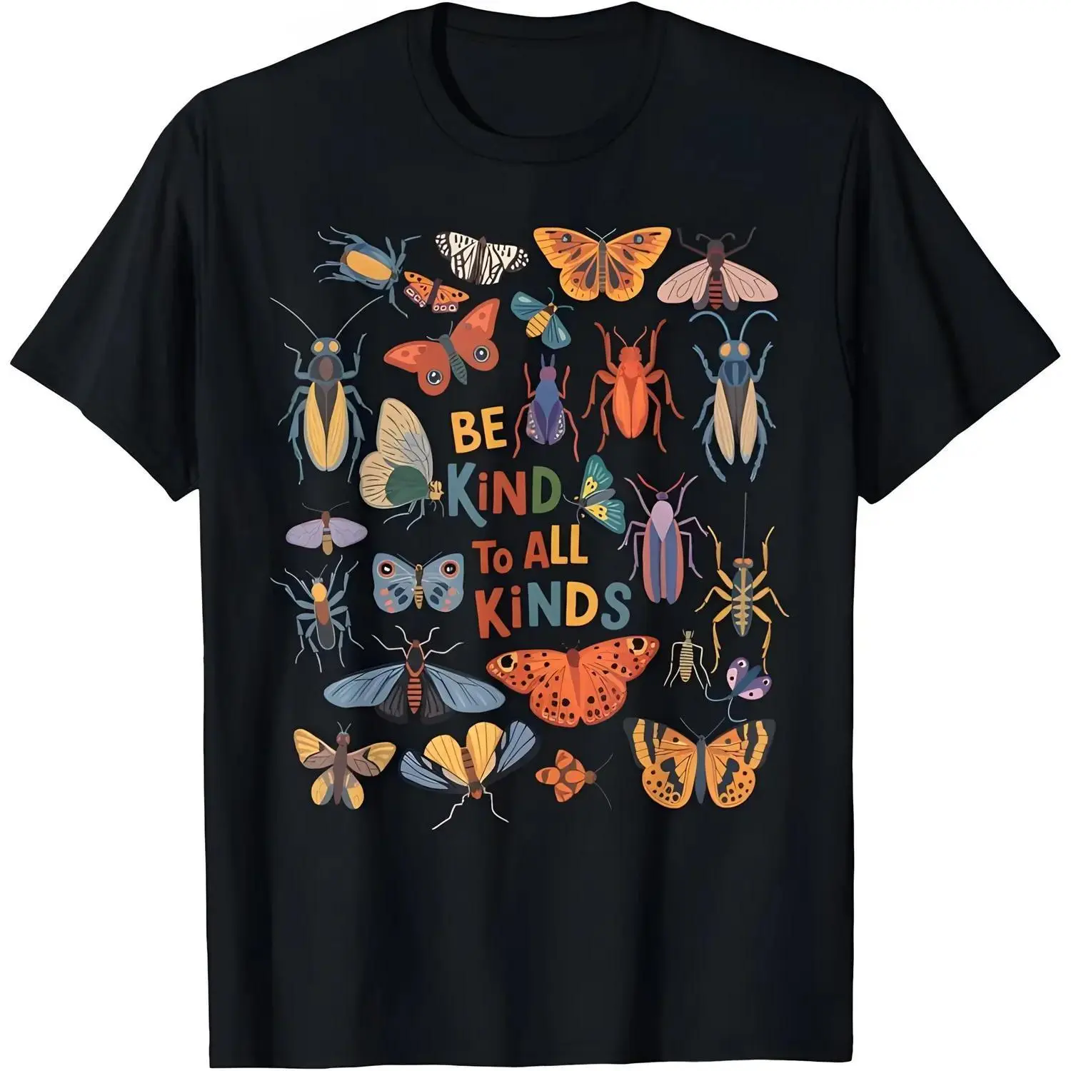 Women's Short-Sleeve Round Neck Cotton T-Shirt - "Be Kind To All Kinds" Bugs Entomology Insect Collector Top