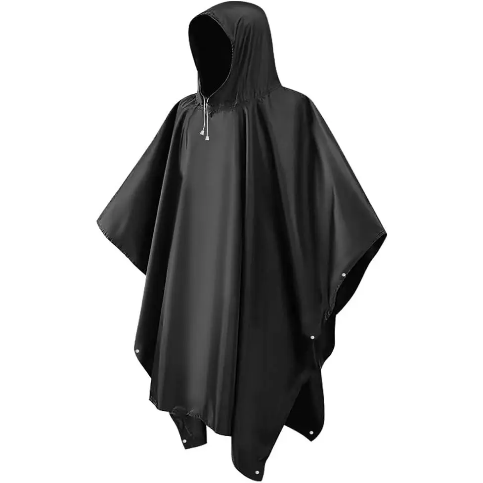 Unisex 1-Size Reusable Eco-Friendly EVA 2-Layer Rain Ponchos - Waterproof Rain Suit, Heavy-Duty Foldable Pocket Raincoats, Full Body Cover with Drawstring Hood & Sleeves, Lightweight Outdoor Gear for Camping&Hiking, Cycling, Rainproof, One-Size