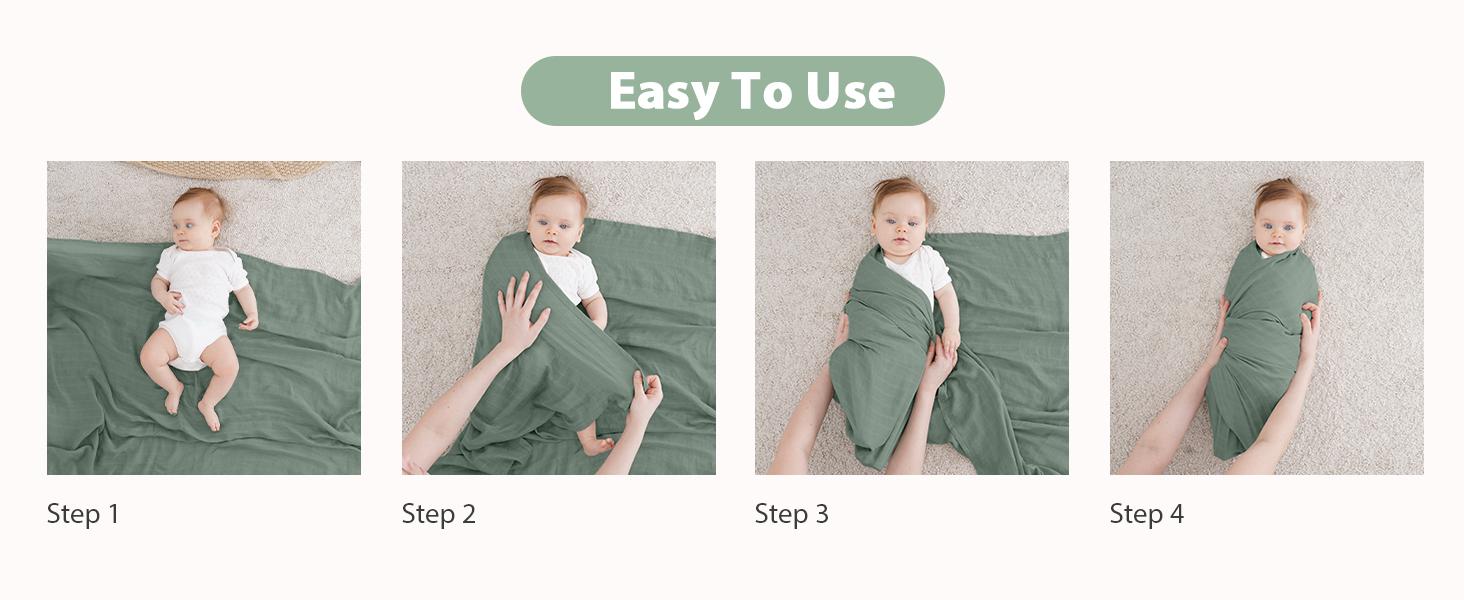 Yoofoss Muslin Swaddle Blankets – 4-Pack Receiving Blankets for Baby Boys and Girls, 47 x 47 inches, Neutral Swaddle Wrap made of 70% Rayon from Bamboo and 30% Cotton Yoofoss Muslin Swaddle Blankets – 4-Pack Receiving Blankets for Baby Boys and Girls, 47 x 47 inches, Neutral Swaddle Wrap made of 70% Rayon from Bamboo and 30% Cotton