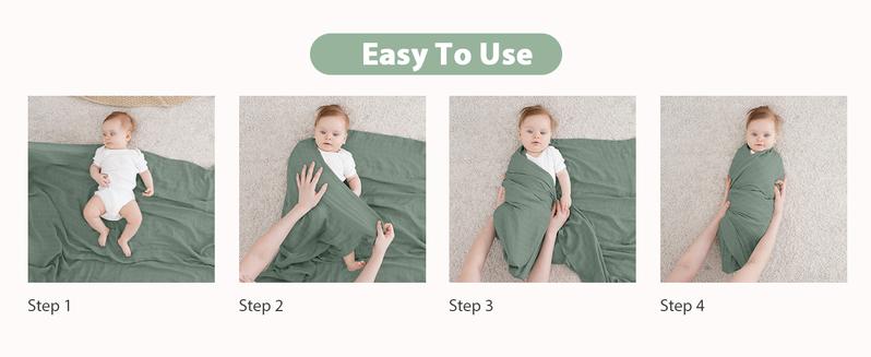 Yoofoss Muslin Swaddle Blankets – 4-Pack Receiving Blankets for Baby Boys and Girls, 47 x 47 inches, Neutral Swaddle Wrap made of 70% Rayon from Bamboo and 30% Cotton