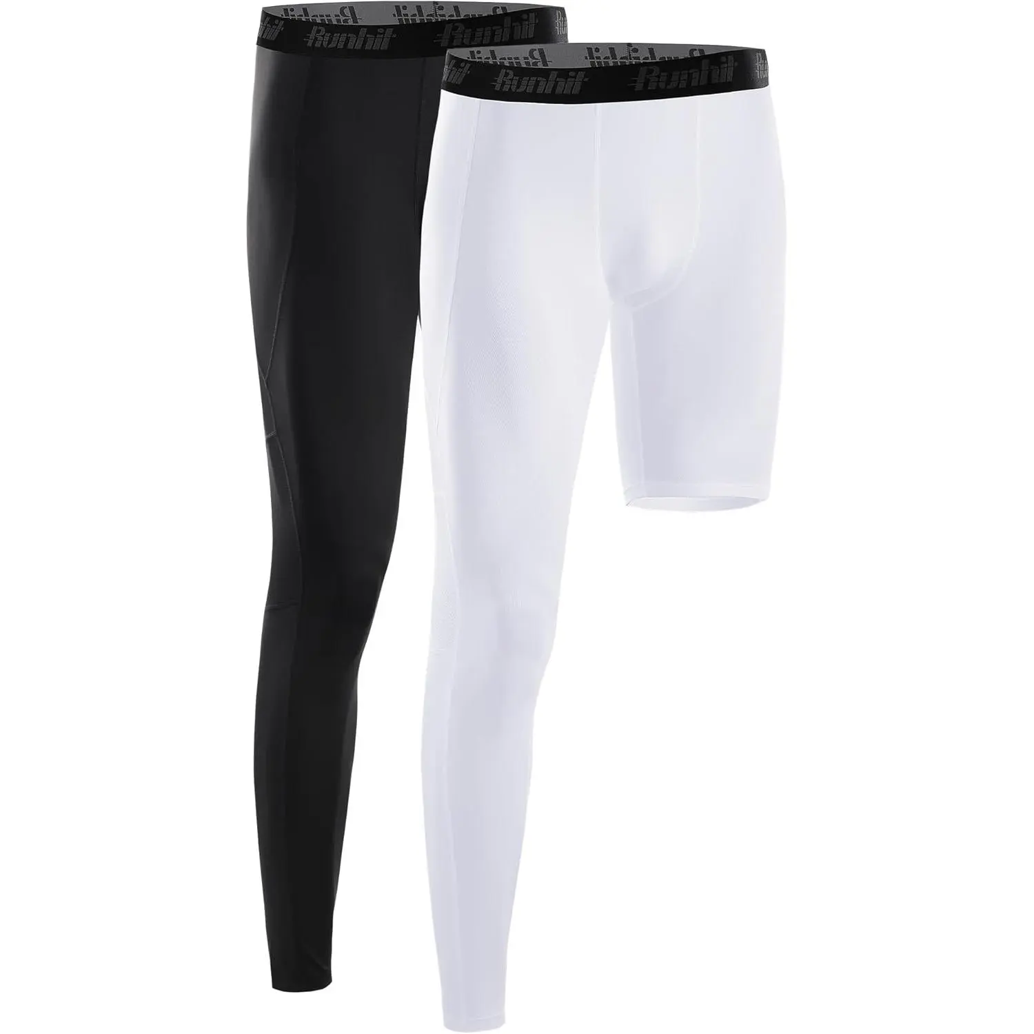 Men's Single-Leg Compression Pants - Asymmetrical High Compression Fit Tights, Breathable Base Layer for Basketball & Running, Breathable Pants, Muscle-Supporting, Single-Leg Cut, Breathable Athletic Bottoms, Sporty Chic