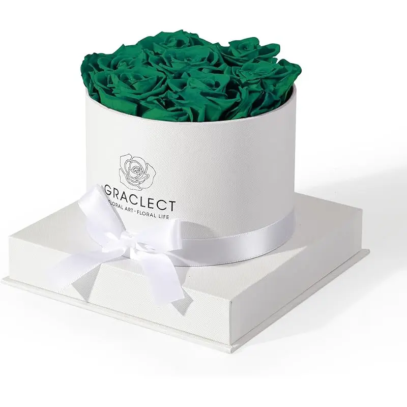 Green Roses in White Box