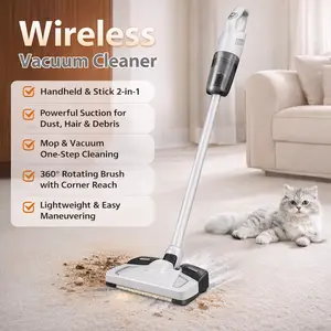 New Model Wireless Suction & Mop 2-in-1 Vacuum CleanerCordless lightweight 2-in-1 design, powerful suction, integrated mopping, one-click switch, 360° brush, washable filter, low-noise