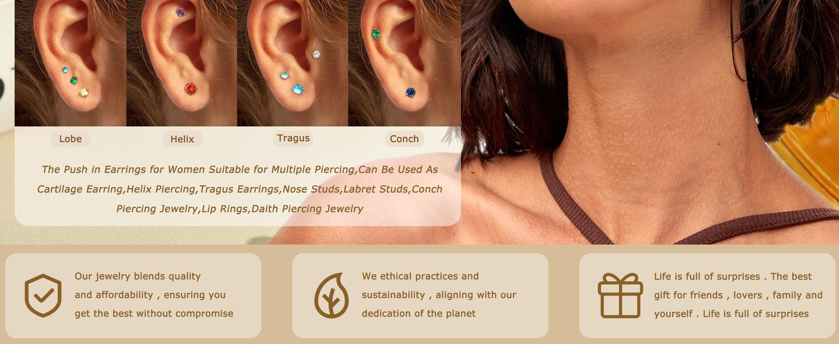 ORAZIO 20G Threadless Flat Back Earrings for Women Men Hypoallergenic Surgical Steel Push in Stud Cartilage Helix Tragus Conch Labret Nostril Piercing Jewelry ORAZIO 20G Threadless Flat Back Earrings for Women Men Hypoallergenic Surgical Steel Push in Stud Cartilage Helix Tragus Conch Labret Nostril Piercing Jewelry