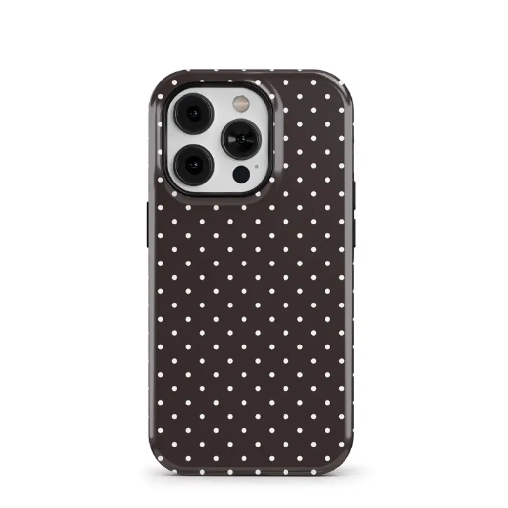 Dark Brown Polka Dot Phone Case | Cute Minimal Polka Dots Case for iPhone 16e 15 14 13 12 Pro Max, Samsung S24 S23