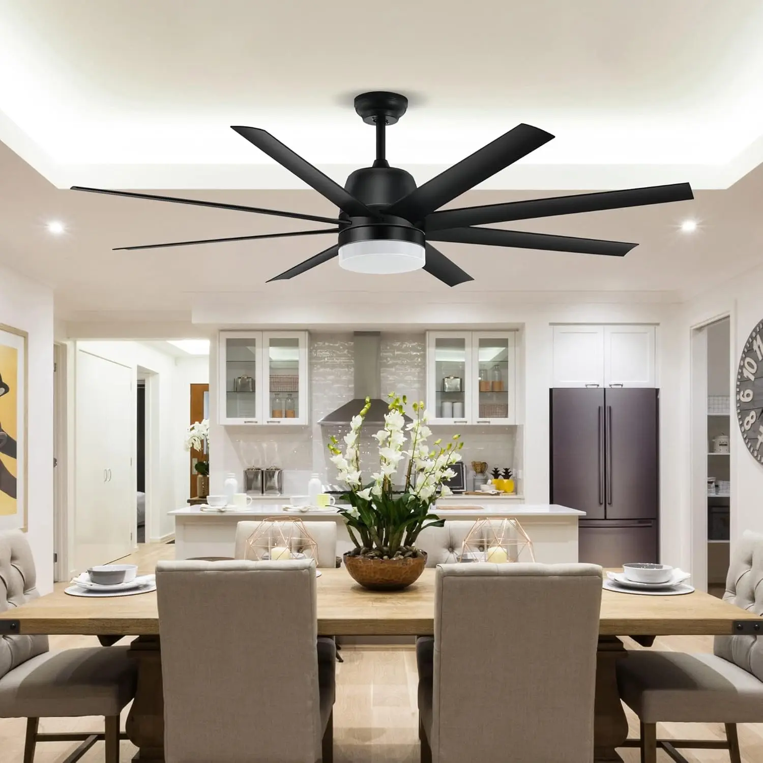 YITAHOME Black Ceiling Fans 60 Inch with Lights and Remote, Modern Fan for Indoor with Quiet Reversible 6 Speeds Motor, Dimmable LED 3 Color, Memory Function for Bedroom Living Room