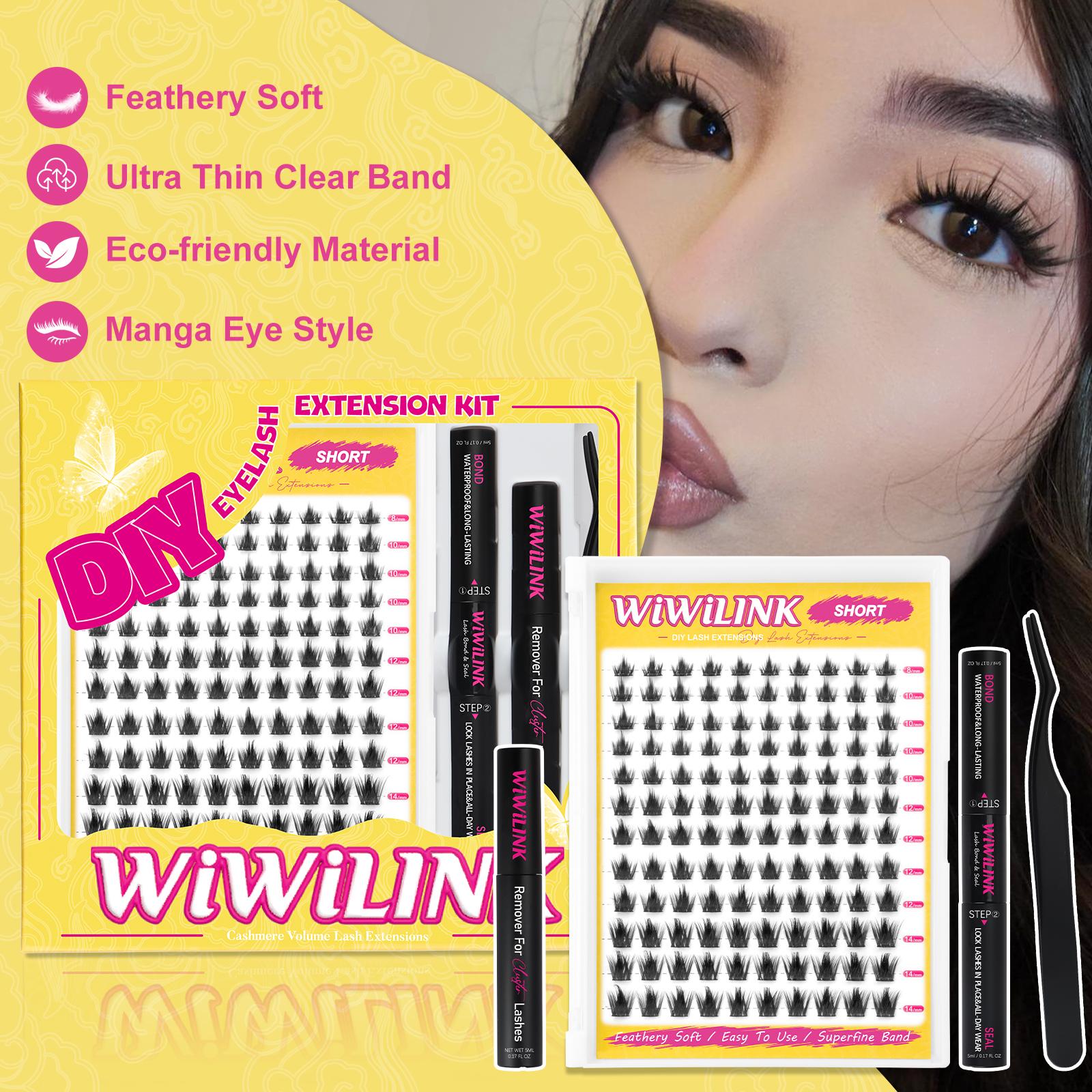 WiWiLink Short Manga Lashes, California Sunset Short, Freya Short | Cluster C/D Curl Extension Kit | 8-14mm Lash Clusters with Bond, Seal, Remover - Ultra-Thin Transparent Bands | Magic Anime False Eyelash Extension Kit dealsforyoudays WiWiLink Short Manga Lashes, California Sunset Short, Freya Short | Cluster C/D Curl Extension Kit | 8-14mm Lash Clusters with Bond, Seal, Remover - Ultra-Thin Transparent Bands | Magic Anime False Eyelash Extension Kit dealsforyoudays