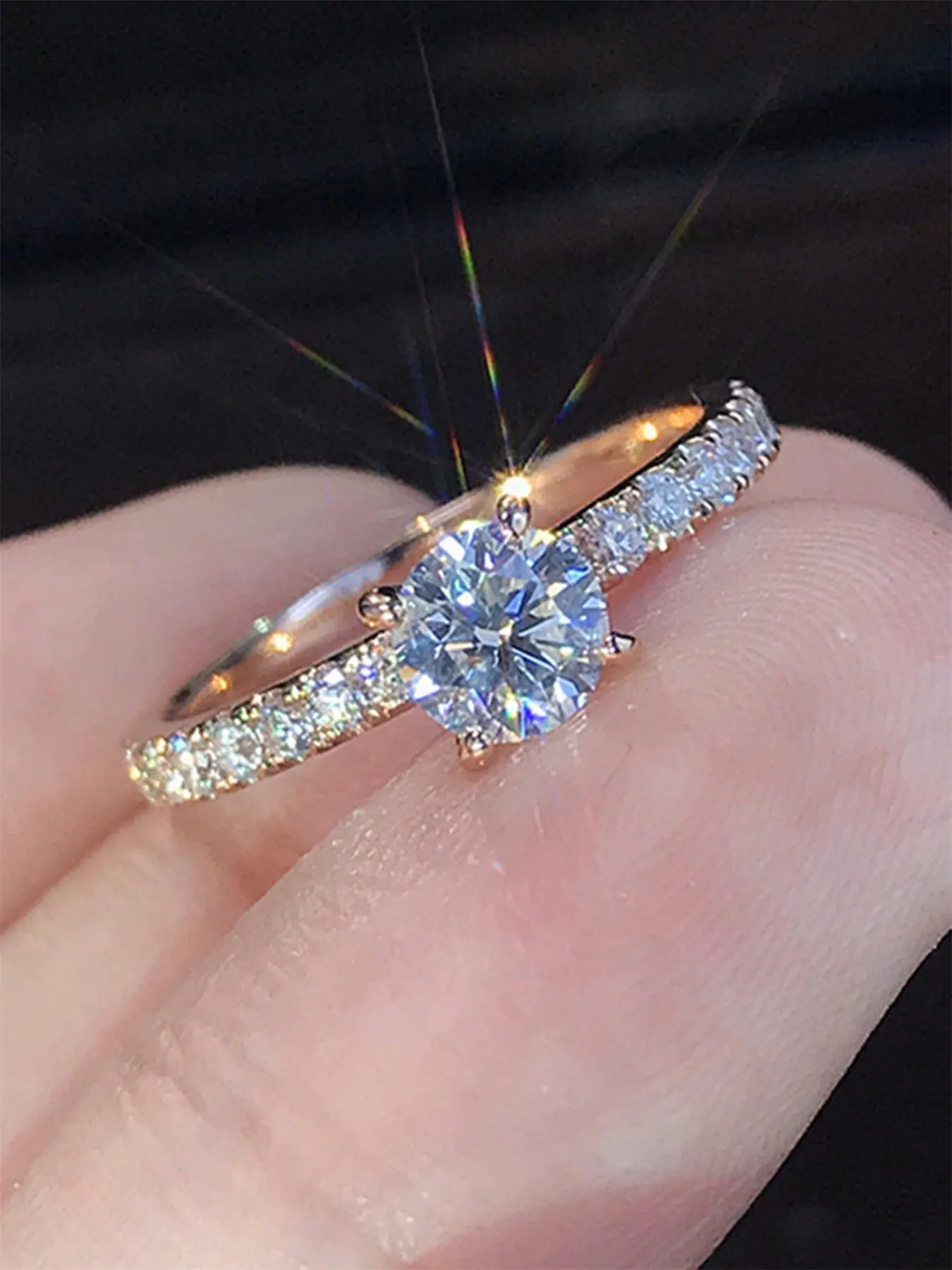 Elegant Rhinestone Decorated Ring for Women, Beautiful Rings, Fashion Jewelry for Party, Daily Clothing Decor, Trendy Wedding Engagement Anniversary Party Jewelry Gifts