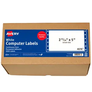 Avery White Computer Labels, 2-15/16" x 5", Dot Matrix Labels and Pin-Feed Labels, 3,000 Total (4076)