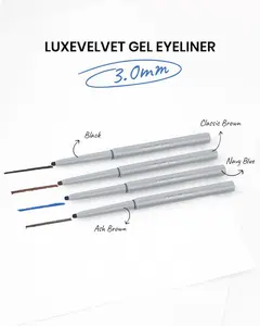 [RUBY VIBE CO] LuxeVelvet Gel Eyeliner 3.0mm Creamy High-Pigment Long-Wear Smudge-Resistant Gel Liner in Black Classic Brown Ash Brown Navy Blue